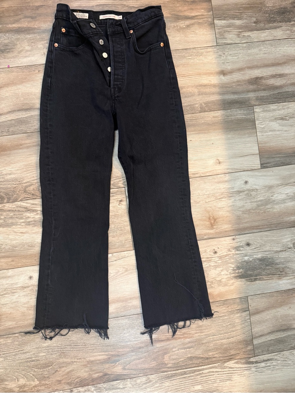 Levi's Black High-Rise Crop Flare Jeans